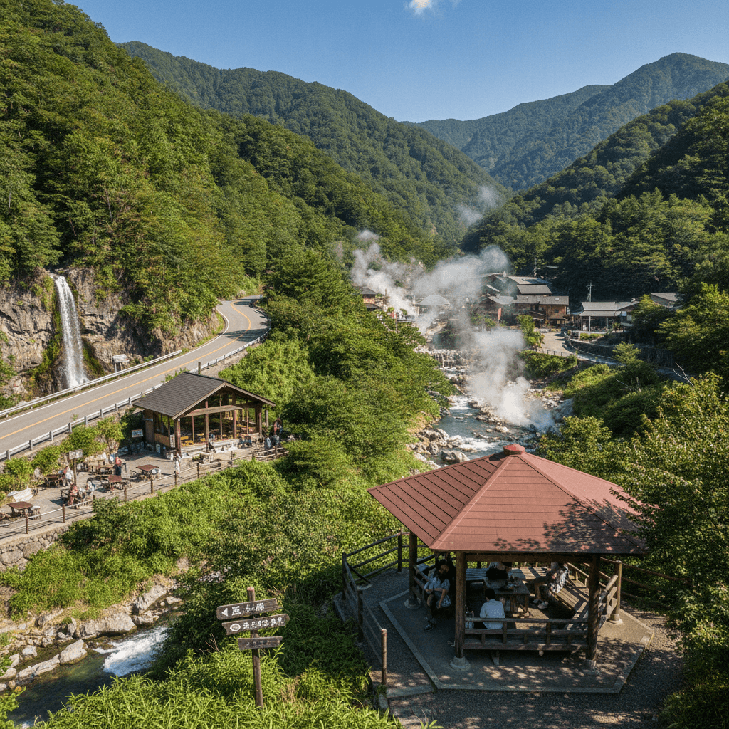 【草津温泉】湯畑から白根山方面へ行く場合、途中で立ち寄れる景勝地や休憩スポットは?